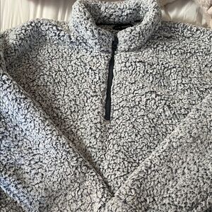 La Hearts Women's Zip Up Sherpa Sweater - Gray